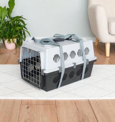 Переноски Yami Yami транспортировка Переноска для животных "Спутник" пластиковая с металлической дверцей+ремень (61х40х36 см)