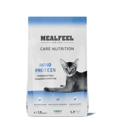 Mealfeel Mono Protein Сухой корм монопротеиновый для кошек, с индейкой, 1,5 кг