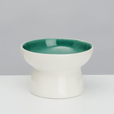 Petmax Миска керамическая на ножке для кошек и собак, 150 мл, бело-бирюзовый