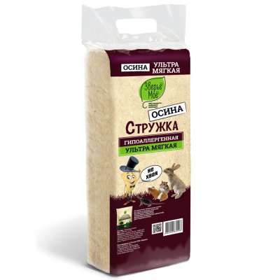 Зверье мое Наполнитель древесный для грызунов и попугаев Стружка осиновая, 600 гр.