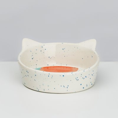 RURRI Миска с ушками керамическая для кошек и собак, 250 мл, белый