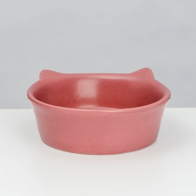 RURRI Миска с ушками керамическая для кошек и собак Абстракция, 250 мл, розовый