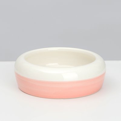 Petmax Миска керамическая для грызунов, 150 мл, бело-розовый