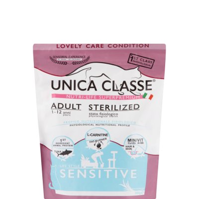 UNICA Classe Adult Sterilized Sensitive Сухой корм для стерилизованных кошек, с тунцом, 300 гр.