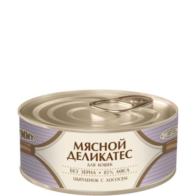 Yummy Мясной Деликатес консервы для кошек с цыпленком и лососем, 100 г