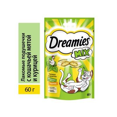 Лакомство для кошек Dreamies Микс с курицей и мятой 60г