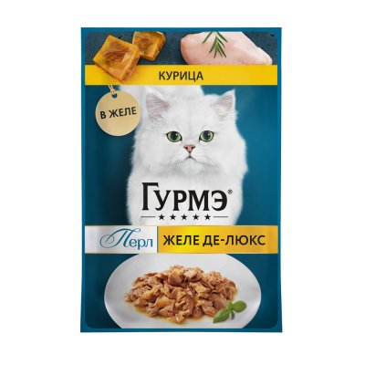 Корм для кошек ГУРМЭ Желе Де-Люкс с курицей в желе пауч 75г