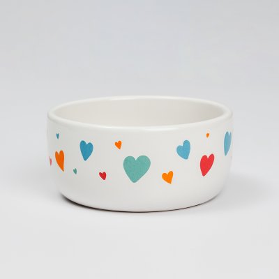 Petmax Миска керамическая для кошек и собак, 200 мл, 13x4,5 см, белая