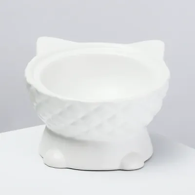 RURRI Миска керамическая для кошек Кошечка, 120 мл, 14,5х9,5 см, белая