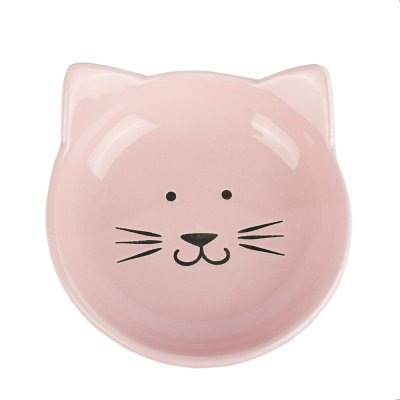 Petmax Миска-блюдце для кошек Кошечка, 80 мл, диаметр 12 см, розовая