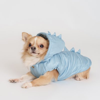 Petmax Куртка с капюшоном для собак Дракоша, XS, голубая