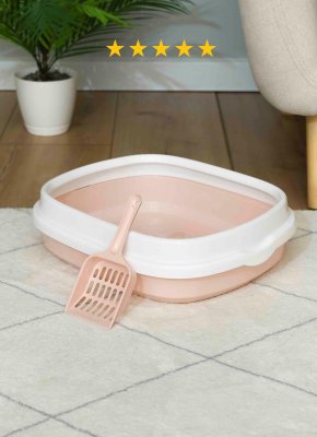 Лотки PETSHOP Лоток для кошек туалет с совком "Чистолапка", 39,5 см, голубой (голубой)