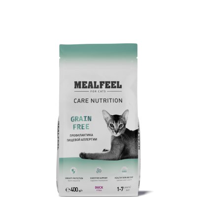 Mealfeel Grain Free Сухой корм беззерновой для кошек, с уткой, 400 гр.