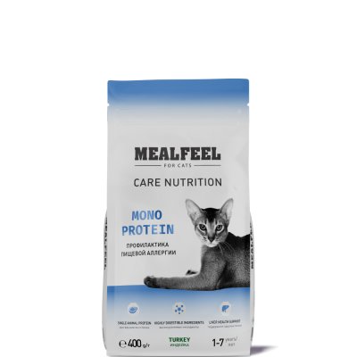 Mealfeel Mono Protein Сухой корм монопротеиновый для кошек, с индейкой, 400 гр.