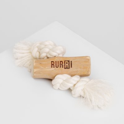 RURRI Игрушка для собак Палочка из кофейного дерева с веревкой, 8,5х3 см