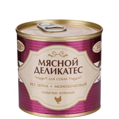 Yummy Влажный корм (консервы) для собак Мясной Деликатес, с натуральными куриными сердечками в желе, 240 гр.