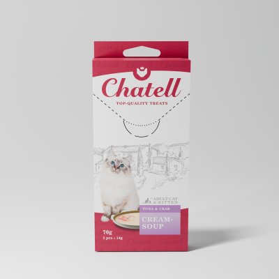 Chatell Лакомство Крем-суп для кошек, с тунцом и крабом, 5 шт., 70 гр.