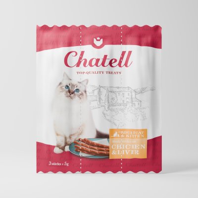 Chatell Лакомство Мясные колбаски для кошек, с курицей и печенью, 3 шт., 15 гр.