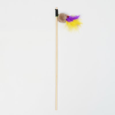 Pet hobby Игрушка-дразнилка помпон с перьями для кошек, палка 50 см, игрушка 10х4 см, длина 46 см