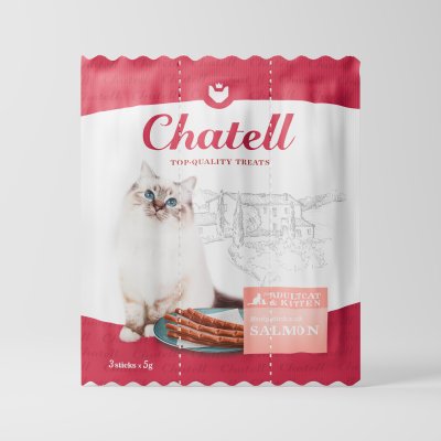 Chatell Лакомство Мясные колбаски для кошек, с лососем, 3 шт., 15 гр.