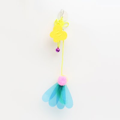 RURRI Игрушка-дразнилка для кошек Сверчок, игрушка 8,5 см, длина веревки 1 м 33 см