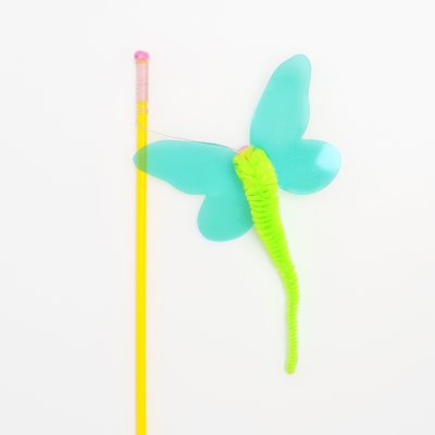 RURRI Игрушка-дразнилка для кошек Бабочка, игрушка 13х12 см, длина палки 46 см