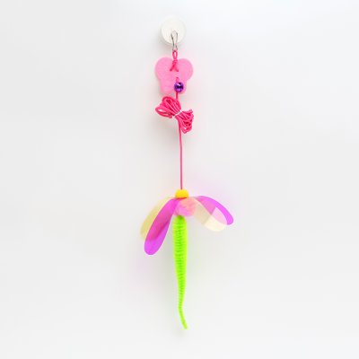 RURRI Игрушка-дразнилка для кошек Стрекоза, игрушка 16 см, длина веревки 1 м 33 см