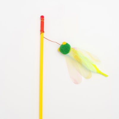 RURRI Игрушка-дразнилка для кошек Цикада, игрушка 12 см, длина палки 45,5 см