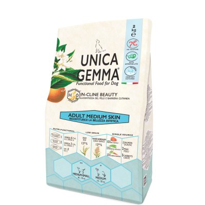 UNICA Gemma Сухой корм для взрослых собак средних пород для решения проблем с кожей и шерстью, 2 кг