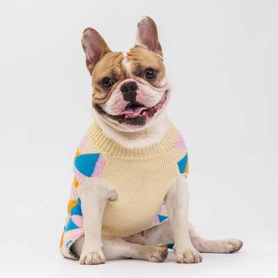 Petmax Свитер с ромбами для кошек и собак, XL, бело-синий