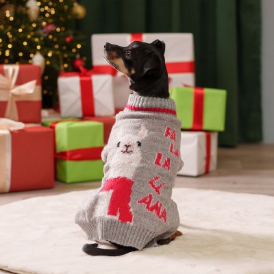 Petmax Свитер с ламой для кошек и собак, XL, серый