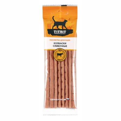 TiTBiT Лакомство Колбаски Сливочные для кошек, 30 гр.