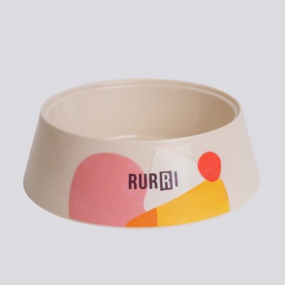 RURRI Миска пластиковая для кошек, 300 мл, диаметр 15 см, бежевая