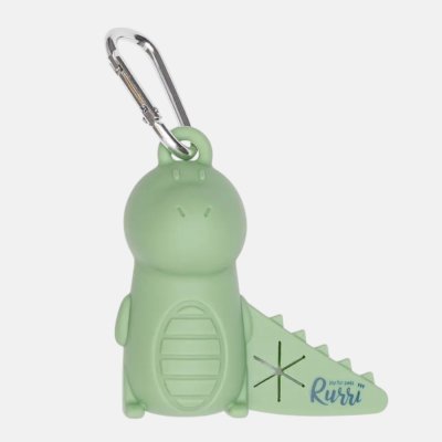 RURRI Диспенсер силиконовый для пакетов Крокодил, 9х9,5х5 см, зеленый