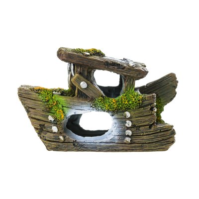 Aquafantasy Декор для аквариумов Корабль с отверстием, 15x7x10 см