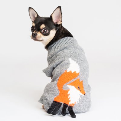 Petmax Свитер с лисой для кошек и собак, S, серый