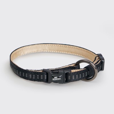 Rungo Ошейник для собак Downtown, обхват шеи 20-30 см, ширина 1 см, черный с бежевым
