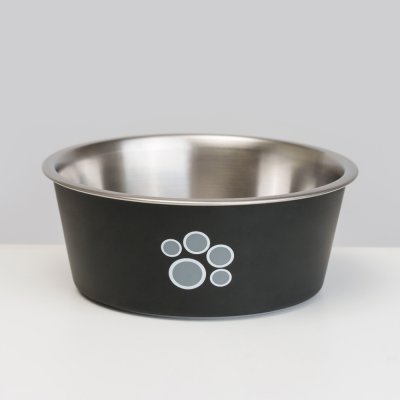 RURRI Миска для собак Circle paw, 750 мл, диаметр 15,5 см, черная