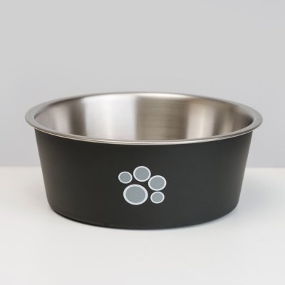RURRI Миска для собак Circle paw, 1200 мл, диаметр 18 см, черная