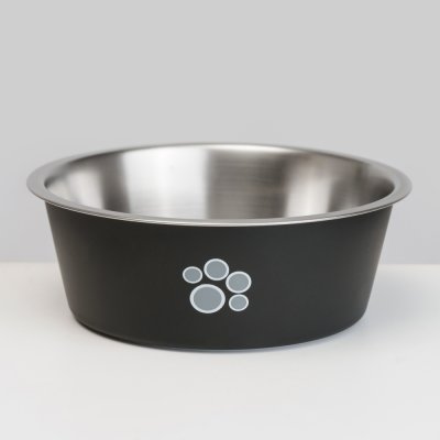 RURRI Миска для собак Circle paw, 1700 мл, диаметр 20,5 см, черная