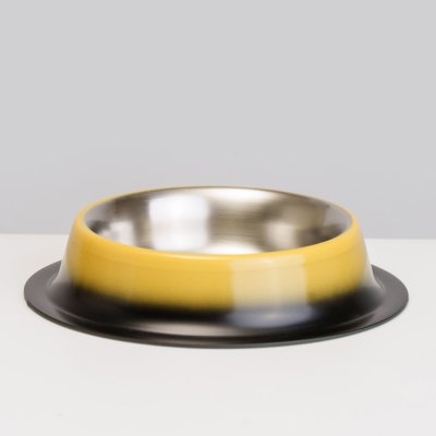 RURRI Миска для кошек и собак Ombre, 230 мл, диаметр 16 см, черная с желтым