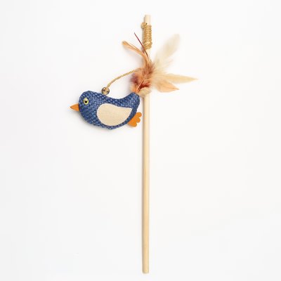 RURRI Игрушка для кошек Дразнилка Птичка, игрушка 11х2,5х10 см, длина палки 40 см