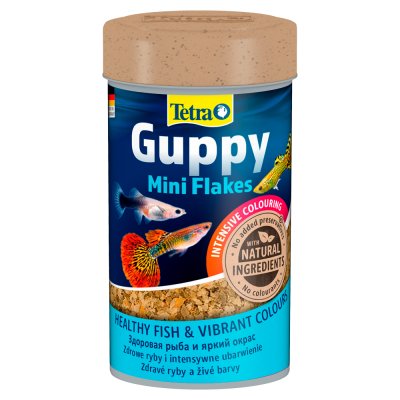 Tetra Guppy Mini Flakes корм для живородящих рыб и гуппи хлопья, 100 мл