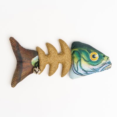 RURRI Игрушка для кошек Рыба с кошачьей мятой, 16х2,5х8,5 см, зеленая