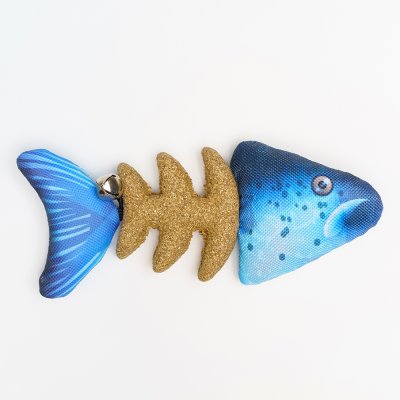 RURRI Игрушка для кошек Рыба с кошачьей мятой, 16х2,5х8,5 см, голубая