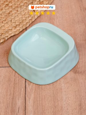 Миски PETSHOP Миска керамическая для кошек и собак “Акварель”, бирюзовая, 220 мл (220 мл)