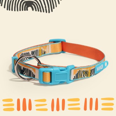 RURRI Ошейник для собак Саванна, обхват шеи 35-53 см, ширина 2 см, оранжевый