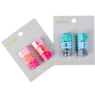 RINOVA Набор крабов зажимов для собачьих волос, разные цвета, наборы по тонам, каучук 6 штук на бирке