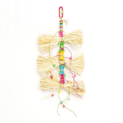 Petmax Игрушка из натуральных материалов для птиц Бантики, 30х20 см