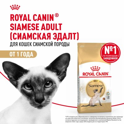 Сухие корма Royal Canin Корм сухой сбалансированный для взрослых сиамских кошек от 12 месяцев, Siamese Adult (400 г)